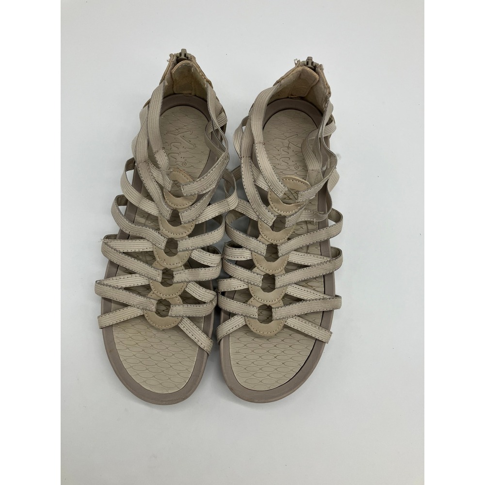 Yuu Tildy Performance Sandals Strappy Zipper Back Beige Womens Size 8.5